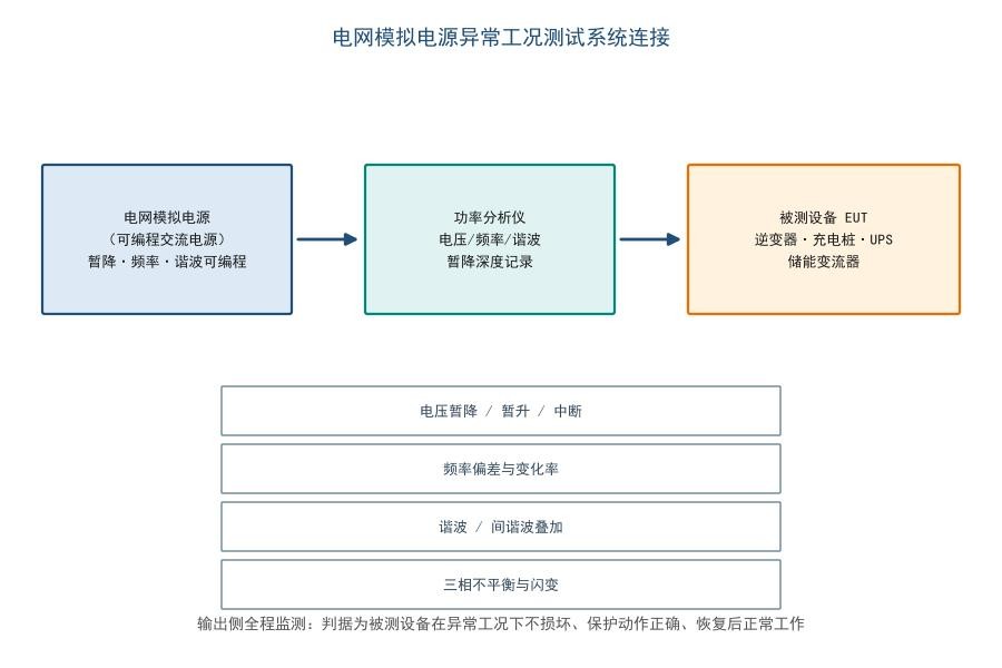 电网模拟电源异常工况测试系统连接框图